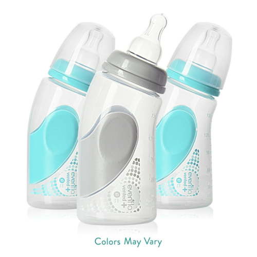 Evenflo Vented + BPA-Free Plastic Angled Bottles, 6oz, Colors May Vary, 3ct