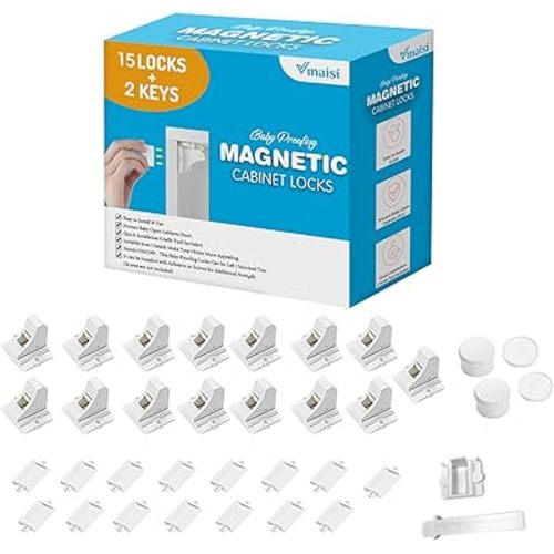 Vmaisi Baby Proofing Magnetic Cabinet Locks (15 Locks and 2 Keys)