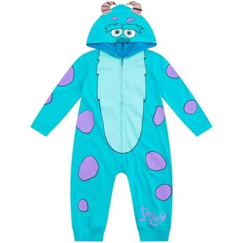Disney Monsters Inc Boys’ Costume Zip Up Hooded Coverall for Newborn, Infant and Toddler – Blue or Green