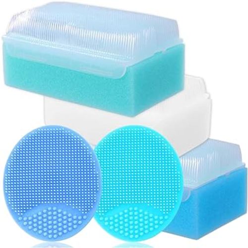 Cradle Cap Brush for Babies - Baby Sponge for Bathing Newborn Bath Essentials | Baby Brush and Comb Set Newborn - Cradle Cap Treatment | Baby Bath Sponges for Newborns (5-Pack)