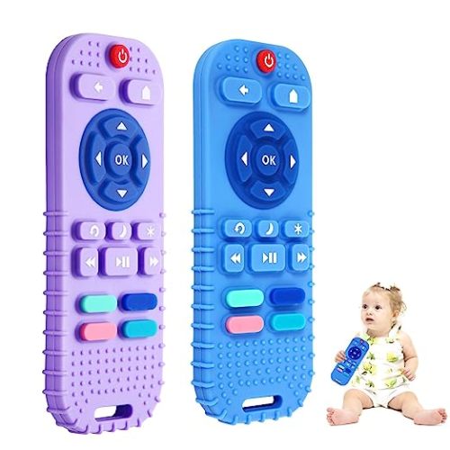 Hooku 2 Pack Silicone Teethers for Babies 6-12 Months, Sensory Teething Toys for Newborns to Toddlers, Infant Girl Boy Gifts