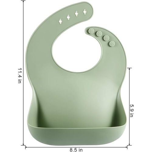 PandaEar Set of 3 Silicone Baby Bibs Waterproof, Soft, Unisex, 10-72 Months (Brown/Blue/Green)