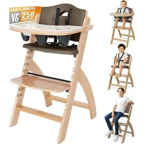 Abiie Beyond Junior Convertible Wooden High Chair with Removable Tray