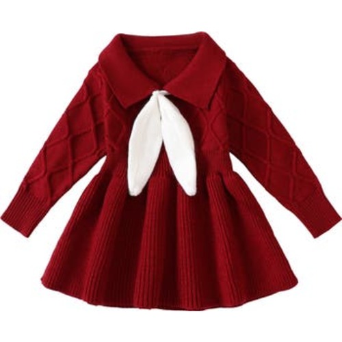 Yara Long Sleeve Cotton Sweater Dress, 18-24 M