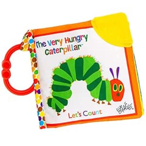 Let's Count Soft Book - World of Eric Carle the Very Hungry Caterpillar Baby on the Go Clip Teething Crinkle Soft Sensory Book for Babies, 5.25x5.25 Inch