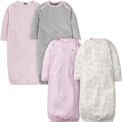 Gerber Baby 4-Pack Gowns - Bunny Pink