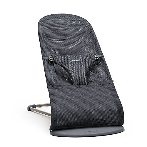 BabyBjörn Bouncer Bliss, Anthracite, Mesh | 2-in-1 Adjustable Baby Bouncer Seat and Toddler Chair, Newborn to Toddler (8-29 lbs), 4 positions, Lightweight & Portable