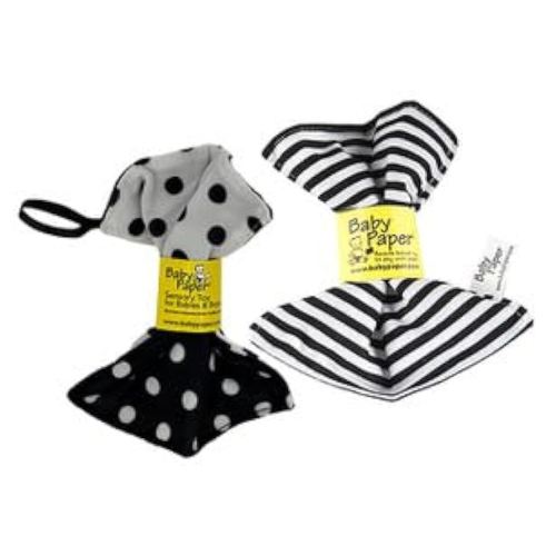 Original Baby Paper - Crinkle Teether and Sensory Toy for Babies and Infants | Black and White Stripes & Black and White Dots 2pk | Non-Toxic, Washable | Great for Baby Showers