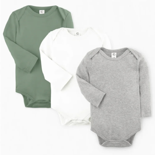 3-Pack Classic Long Sleeve Bodysuit Bundle - from Colored Organics
