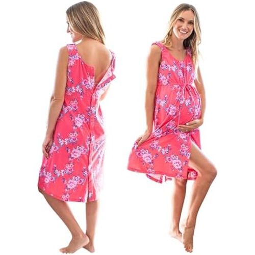 Baby Be Mine Labor and Delivery Gown for Hospital – 3-in-1 Labor/Delivery/Nursing Gown – Maternity Sleepwear