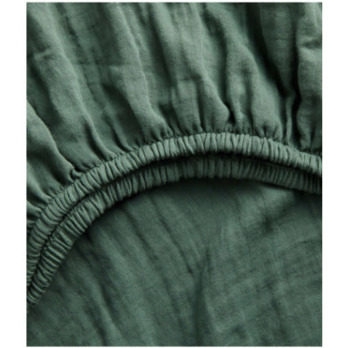 Supersoft Pine Green Organic Cotton Gauze Baby Crib Fitted Sheet