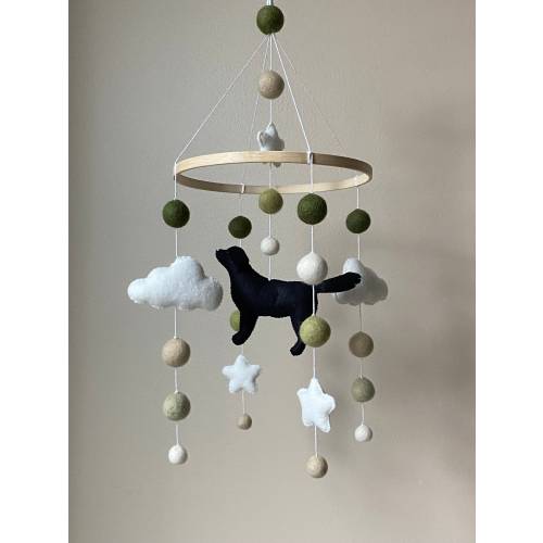 Dog mobile for nursery, golden retriever dog baby mobile, gender neutral mobile, Puppy cat mobile felt, Felt ball mobile crib, boho nursery