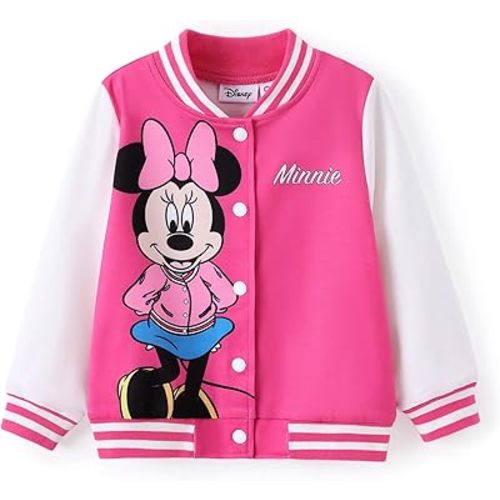 Disney Minnie Mickey Stitch Princess Frozen Elsa Marvel Jacket Lightweight Coat Button up Color Block Sweatshirt 2-14 Years