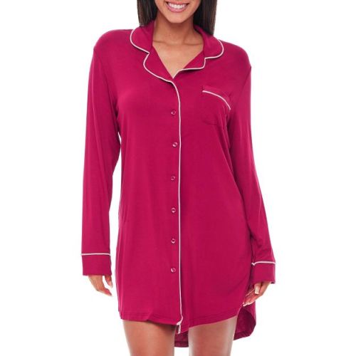 ADR Womens Sleep Shirt 100% Cotton Lightweight Night Shirt Pajama Button Down Top