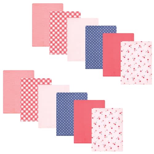 Hudson Baby Unisex Baby Flannel Burp Cloth 12pk, Cherry Sweet, One Size