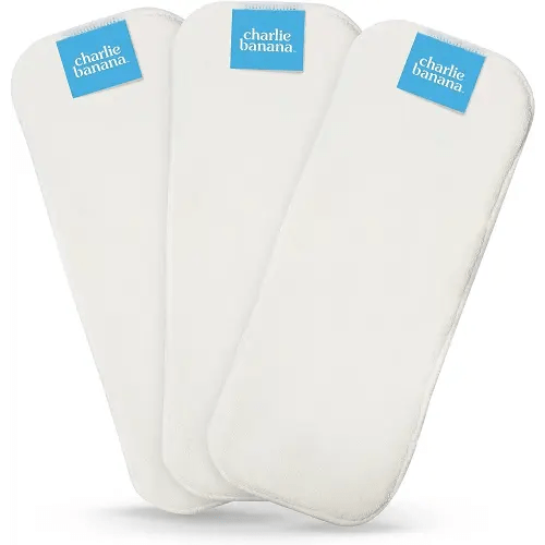 Charlie Banana Baby Super Absorbent Deluxe Reusable and Washable Fleece Inserts for Cloth Diapers, One Size, 3 Pack