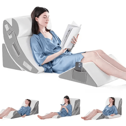 Yojoker 4PCS Orthopedic Bed Wedge Pillow Set for Sleeping, Post Surgery Foam Pillow for Body, Back and Leg Pain Relief, Triangle Adjustable Support Pillow - Acid Reflux, Anti Snoring & GERD Sleeping