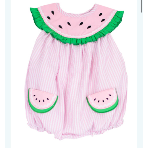 Watermelon Collar Pink Seersucker Bubble – Smockingbird