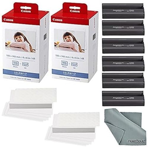 Canon KP-108IN Color Ink and Paper Set - Total of 216 Sheets and 6 Ink Cartridges