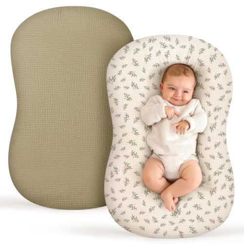Termichy Baby Lounger Covers for Newborns: Muslin Lounger Pillow Covers Fit for Snuggle Me for Cozy Naps at Home or On The Go – Must Have Baby Nest Lounger Sheets for Toddler Girl Boy 0-12 Months