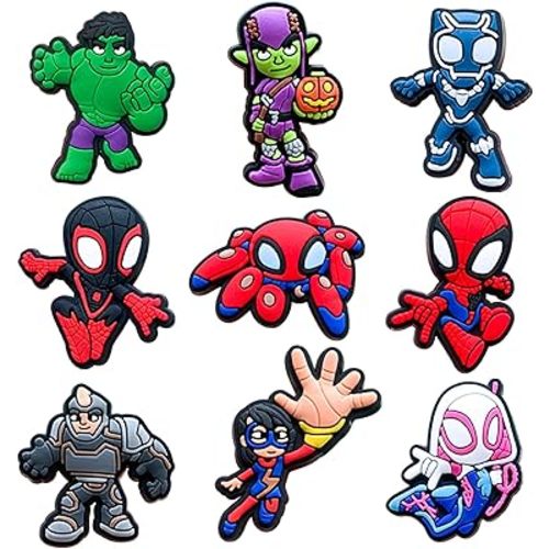 9Pcs Cartoon Shoe Charms for Croc Clogs Sandals, Cute Shoe Decorations