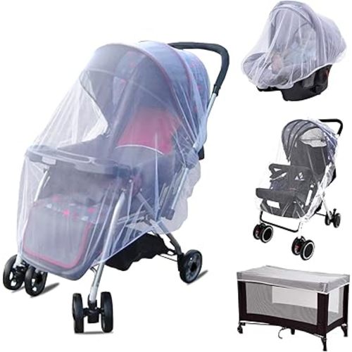 South to East Mosquito Net for Stroller, Baby Bug Netting with Storage Bag, Breathable & Portable Mosquito Nets for Strollers, Car Seat, Bassinet, Cradle, Playard, Travel Mini Crib (White)