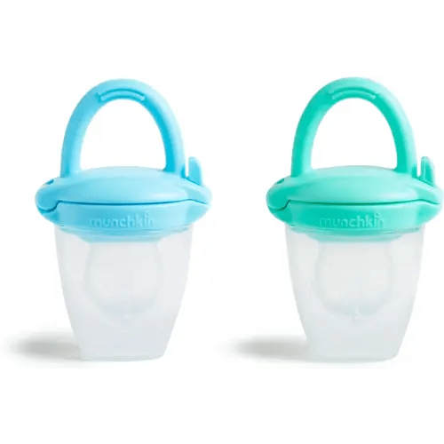 Munchkin Silicone Baby Food Feeder for Solids and Purees, Great for Self-Feeding and Baby Led Weaning, 2 Pack, Blue/Mint