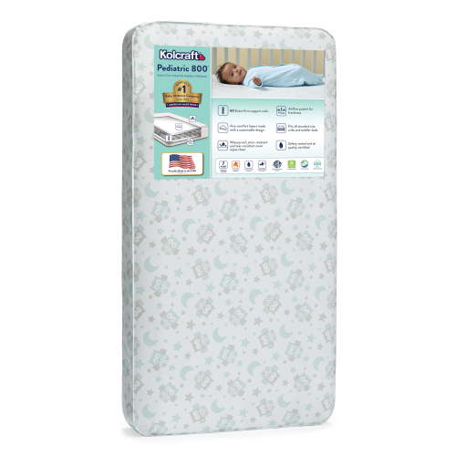 Kolcraft Pediatric 800 Extra Firm Baby Crib & Toddler Mattress, 80 Coil, Waterproof, Gray