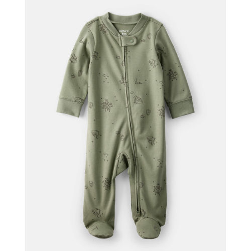Baby Boy Dragon Print 100% Cotton Long-Sleeve Sleep & Play Pajamas - Green | Carter's