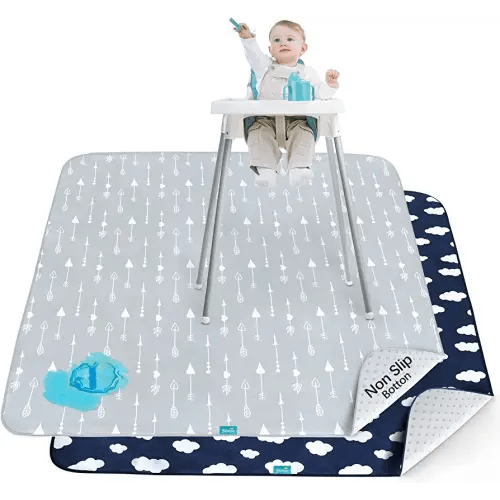 Splat Mat 2 Pack for Under High Chair & Arts & Crafts & Eating Mess, Waterproof Baby Playtime Anti-Slip Mat for Floor or Table, Reusable & Portable Splash Mat 42” ×46”