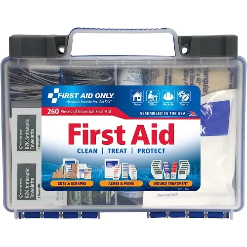First Aid Only 91248 OSHA-Compliant All-Purpose 50-Person Emergency First Aid Kit for Home, Work, and Travel, 260 Pieces