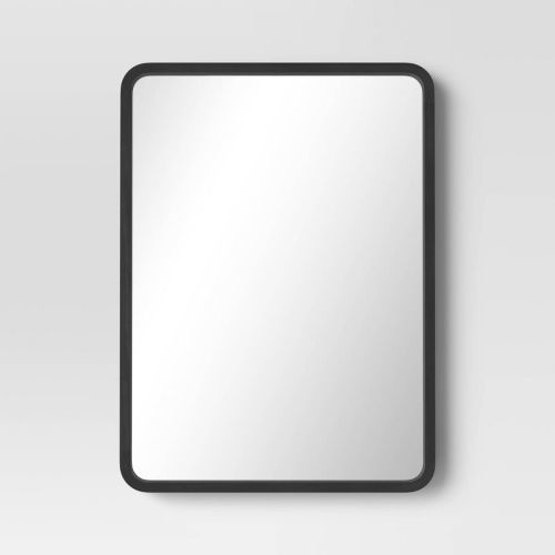 Rounded Corner Wood Wall Mirror