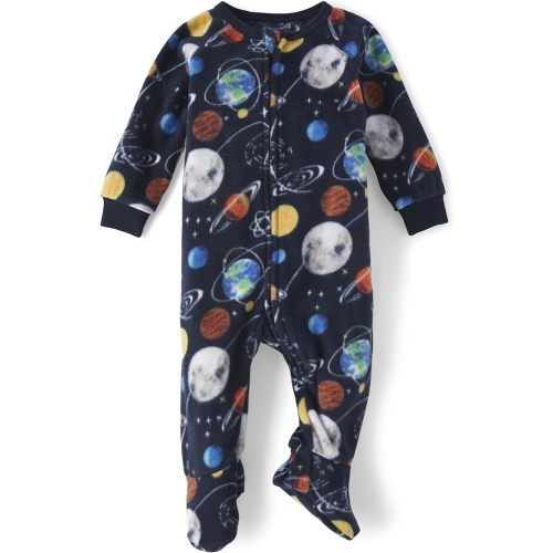 The Children's Place Baby Boys' and Toddler Fleece Zip-Front One Piece Footed Pajama