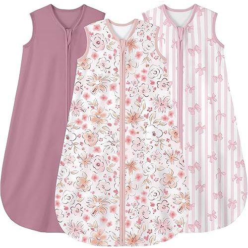 Yoofoss Baby Sleep Sack 6-12 Months Wearable Blanket for Babies 100% Organic Cotton 2-Way Zipper TOG 0.5 Toddler Sleeping Sack 3 Pack, Comfy Lightweight Sleep Sacks