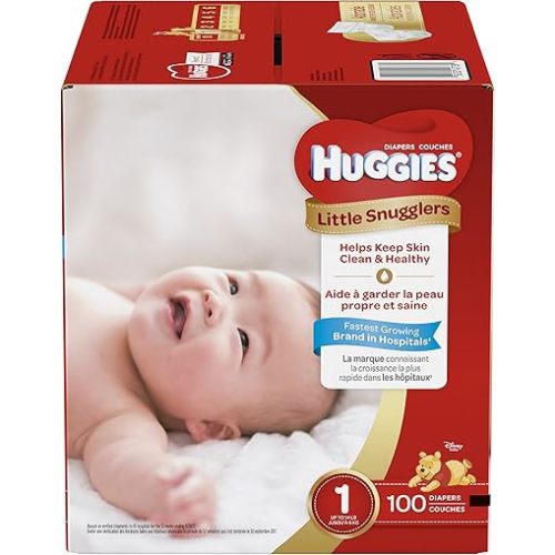 Huggies Little Snugglers Baby Diapers, Size 1, 100 Count, GIGA JR PACK (Packaging may Vary)
