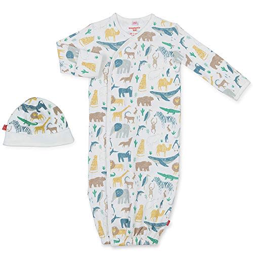 Magnetic Me Organic Cotton Newborn Sleeper Gown & Hat Set | Super Soft Organic Cotton Fabric Sleep Sack