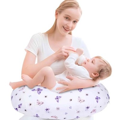 Little Grape Land Ergonomic Nursing Pillow, Breastfeeding Support Pillow,Baby lounger pillow for Bottle Feeding,Multifunctional Support Cushion for Travel,Butterfly&Floral