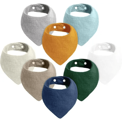 Cherub Muslin Bibs for Boys 8 Pack, 100% Cotton Baby Bibs for Drooling and Teething, Absorbent Baby Boy Bibs, Soft Muslin Bandana Drool Bibs for Baby Boy