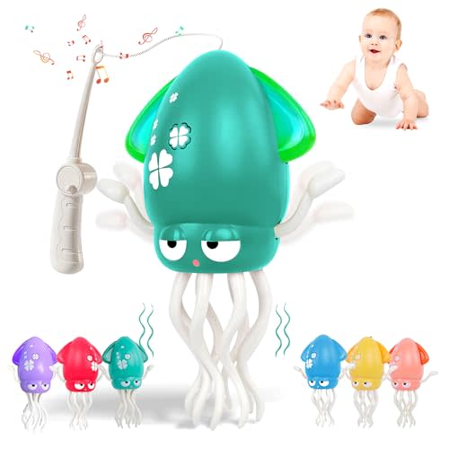 Sachie Dancing Octopus Baby Toy – Electric Crawling Octopus with Music & Lights, Rechargeable Sensory Toy for Infants & Toddlers, Fun Learning Gift for Boys & Girls(Green)
