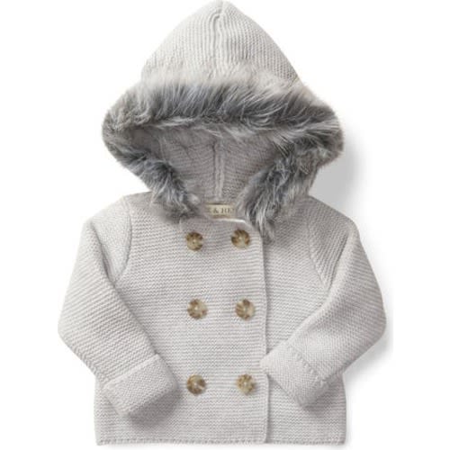 Baby Faux Fur Hooded Sweater, Infant, 3-6M