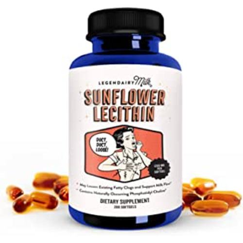 Legendairy Milk Sunflower Lecithin, 1200mg Organic Sunflower Lecithin Supplement for Clogged Milk Ducts, Made in USA, 200 Softgels