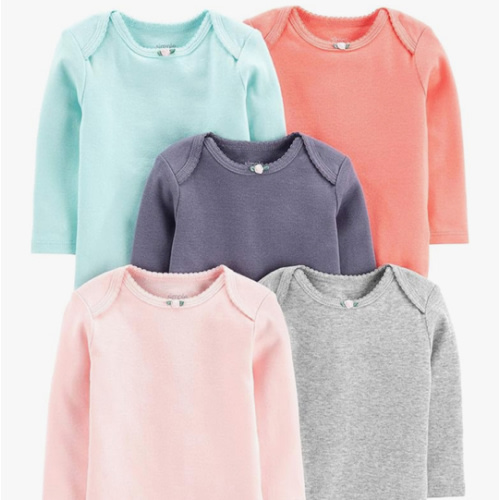 Simple Joys by Carter's Baby Girls' Long-Sleeve Bodysuit, Pack of 5