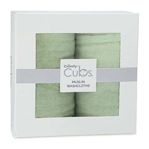 Baby Washcloths, Muslin Cotton Baby Towels, Large 10”x10” Wash Cloths Soft on Sensitive Skin, Absorbent for Boys & Girls, Newborn Baby & Toddlers Essentials Shower Registry Gift (Sage, Pack of 10) - 10-Pack 10"X10"