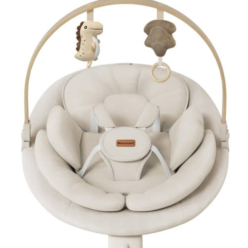 Baby Swings for Infants, Monamii Baby Swing, Infant Swing with 5 Speeds, 10 Lullabies, Electric Swing for Baby, Indoor & Outdoor Use (Beige)
