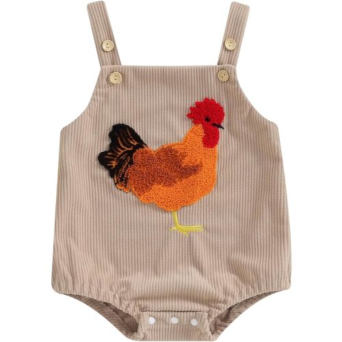 Tsnbre Newborn Baby Boy Girl Summer Outfits Corduroy Romper Farm Chicken Baby Overalls 0 3 6 9 12 Months Infant Clothes