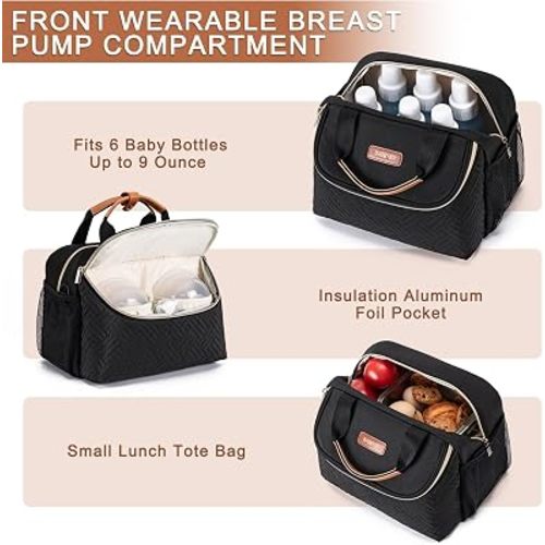 Amazon.com : BABEYER Breastmilk Cooler Bag with Ice Pack Fits 6 Baby Bottles up to 9 Ounce, Wearable Breast Pumps Cooler Bag for Nursing Mom Daycare, Work, Travel- Cream : Baby