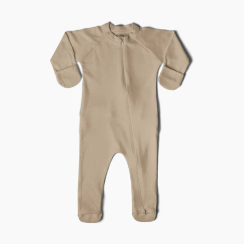 Goumi Kids Sleep and Play Organic Footie - Sandstone, 3-6 M