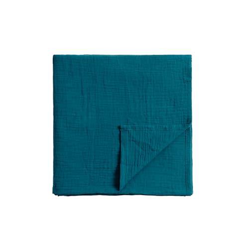 Meracorallo Muslin Swaddle Blanket, 100% Organic Cotton Receiving Blanket Soft and Breathable Swaddle Wrap for Baby Boys and Girls, Teal Blue