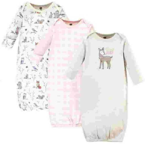 Hudson Baby Infant Girl Cotton Gowns, Enchanted Forest, Preemie-Newborn