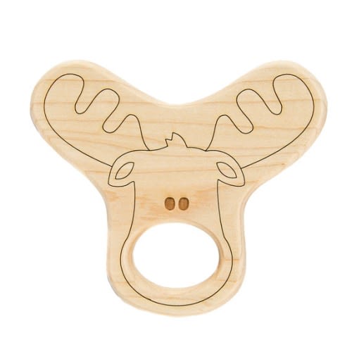 Wood Teether Moose Personalized wooden toy by littlesaplingtoys